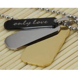 Man 3-Laags Puur Titanium Hanger Ketting Cadeau Gratis Ketting