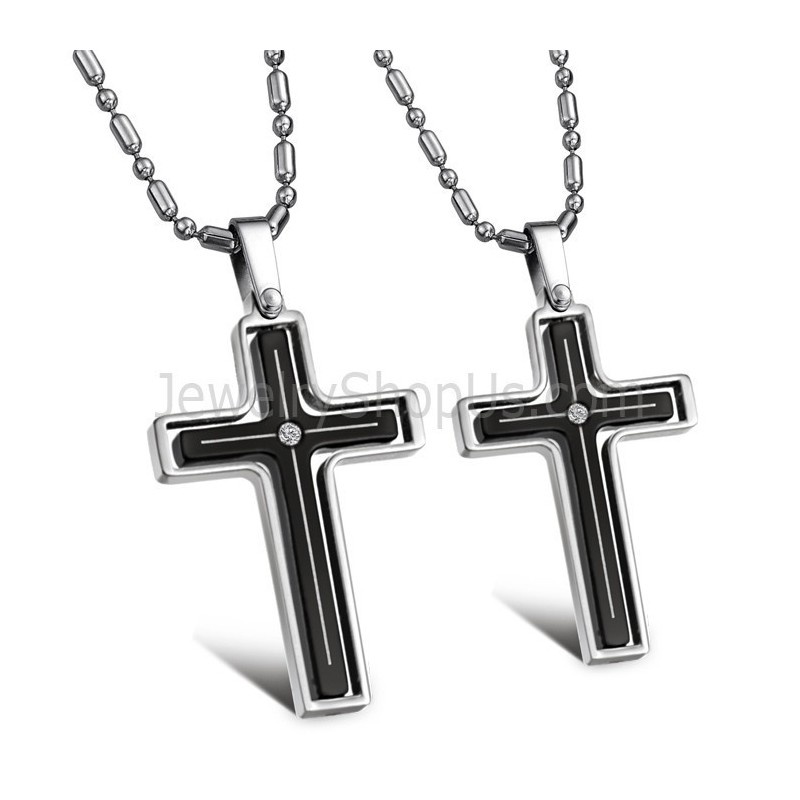 Titanium Inlay Kruishangers Met Strass Steentjes En Gratis Kettingen 116 Titanium Inlay Kruishangers Met Strass Steentjes En Gratis Kettingen 116
