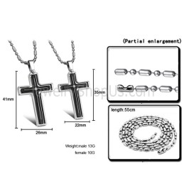Titanium Inlay Kruishangers Met Strass Steentjes En Gratis Kettingen 116