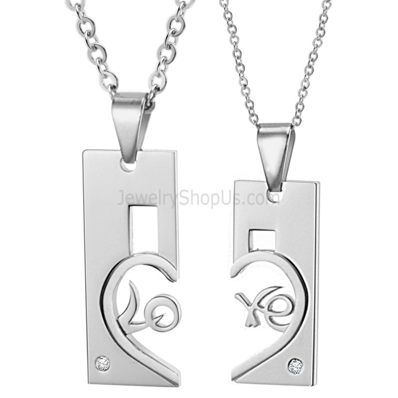 Titanium Zilveren Rechthoek En Sweetheart Lovers Hangers En Diamanten En Gratis Kettingen C539 Titanium Zilveren Rechthoek En Sweetheart Lovers Hangers En Diamanten En Gratis Kettingen C539