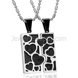 Titanium Zilver En Zwart Liefdespuzzelhangers Met Gratis Kettingen C733