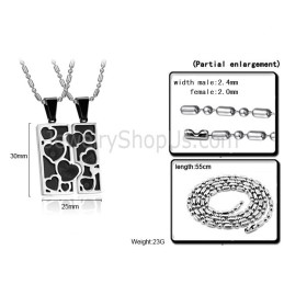 Titanium Zilver En Zwart Liefdespuzzelhangers Met Gratis Kettingen C733