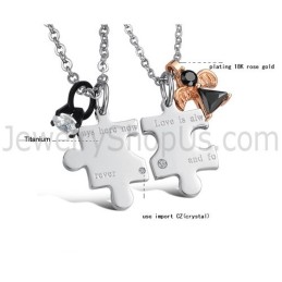 Titaniumzilveren "Love Is Always Here Now And Forever" Lovers-Hangers Met Strass-Steentjes En Gratis Kettingen C608