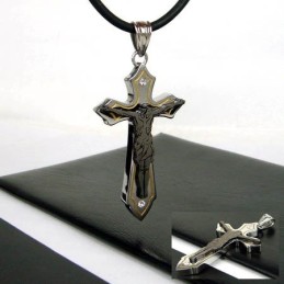 Man Juses Cross Titanium Stalen Hanger (Gratis Ketting)
