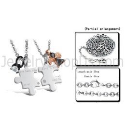 Titaniumzilveren "Love Is Always Here Now And Forever" Lovers-Hangers Met Strass-Steentjes En Gratis Kettingen C608