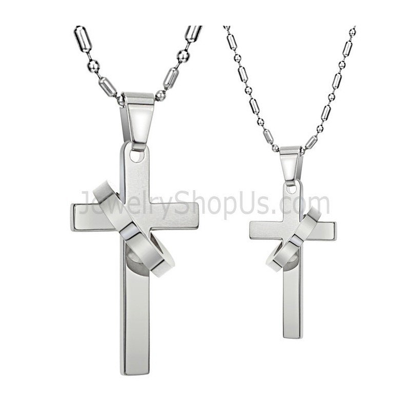 Titanium Zilveren Kruis Hangers Met Gratis Kettingen 136