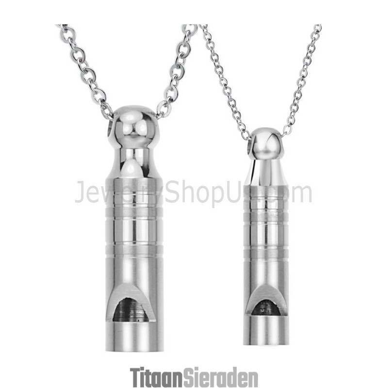 Titanium Zilveren Lovers Fluitje Hangers Met Gratis Kettingen 205