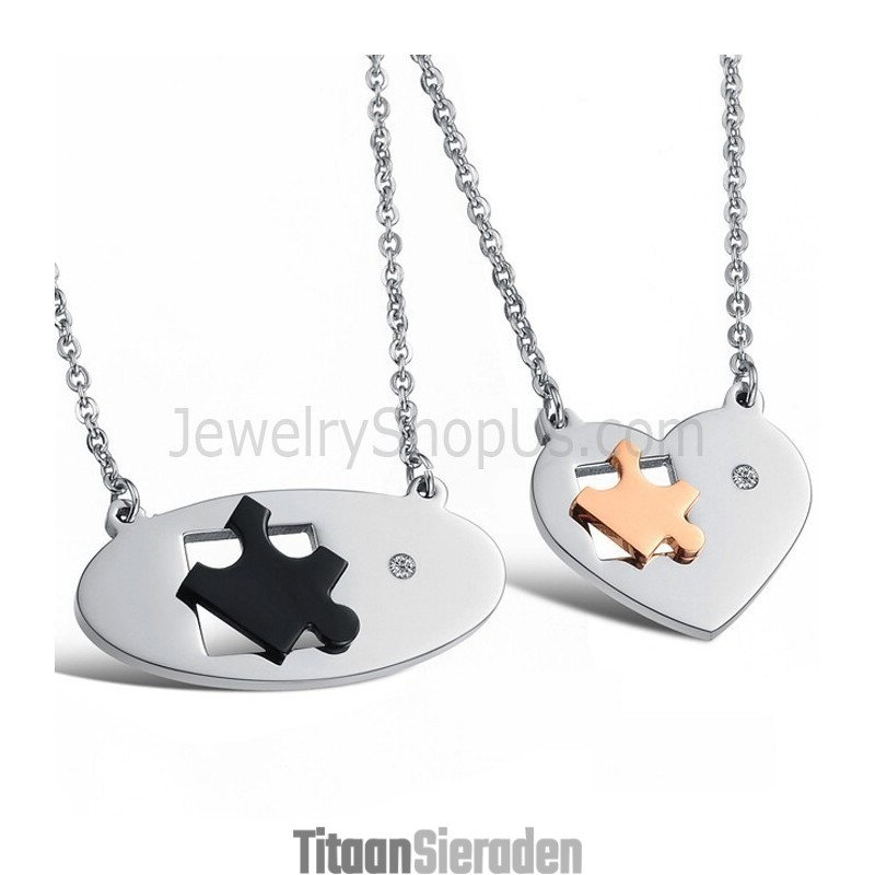 Titanium Ellipse En Sweetheart Lovers Hangers Met Strass En Gratis Kettingen C732 Titanium Ellipse En Sweetheart Lovers Hangers Met Strass En Gratis Kettingen C732