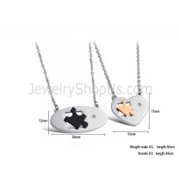 Titanium Ellipse En Sweetheart Lovers Hangers Met Strass En Gratis Kettingen C732
