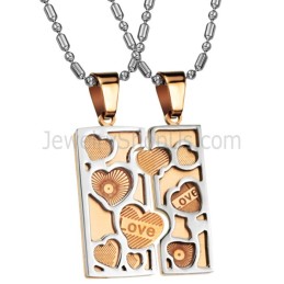 Titanium Roségouden Liefdespuzzelhangers Met Kettingen C733