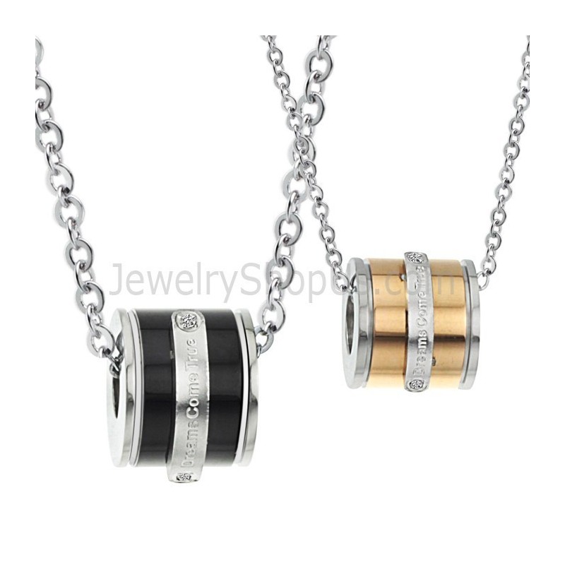 Titanium Roségouden En Zwarte Cilinder Liefhebbers Hangers Met Strass Steentjes En Gratis Kettingen 207 Titanium Roségouden En Zwarte Cilinder Liefhebbers Hangers Met Strass Steentjes En Gratis Kettingen 207