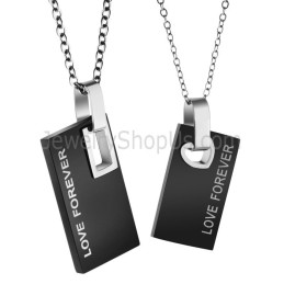 Titanium Zwarte Rechthoekige Lovers Hangers Met Gratis Kettingen 291