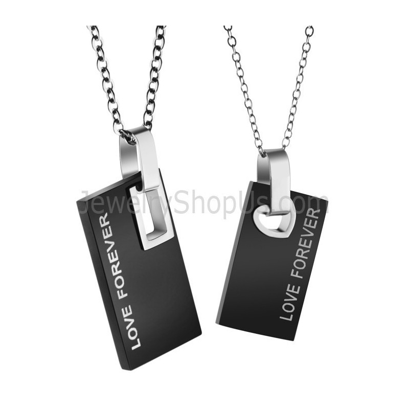 Titanium Zwarte Rechthoekige Lovers Hangers Met Gratis Kettingen 291 Titanium Zwarte Rechthoekige Lovers Hangers Met Gratis Kettingen 291