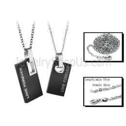 Titanium Zwarte Rechthoekige Lovers Hangers Met Gratis Kettingen 291