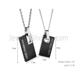 Titanium Zwarte Rechthoekige Lovers Hangers Met Gratis Kettingen 291