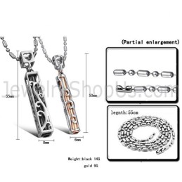Titaniumzwart En Roségouden Holle Geliefdenhangers Met Gratis Kettingen C609