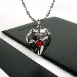Man Shield Echte Rode Agaat Pure Titanium Hanger Ketting Cadeau 4596