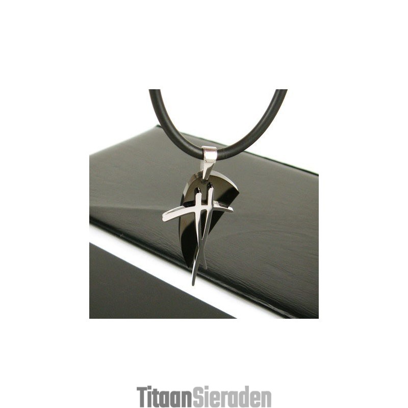 Sutra Man Zwart Symbool Titanium Stalen Hanger Ketting Cadeau Sutra Man Zwart Symbool Titanium Stalen Hanger Ketting Cadeau