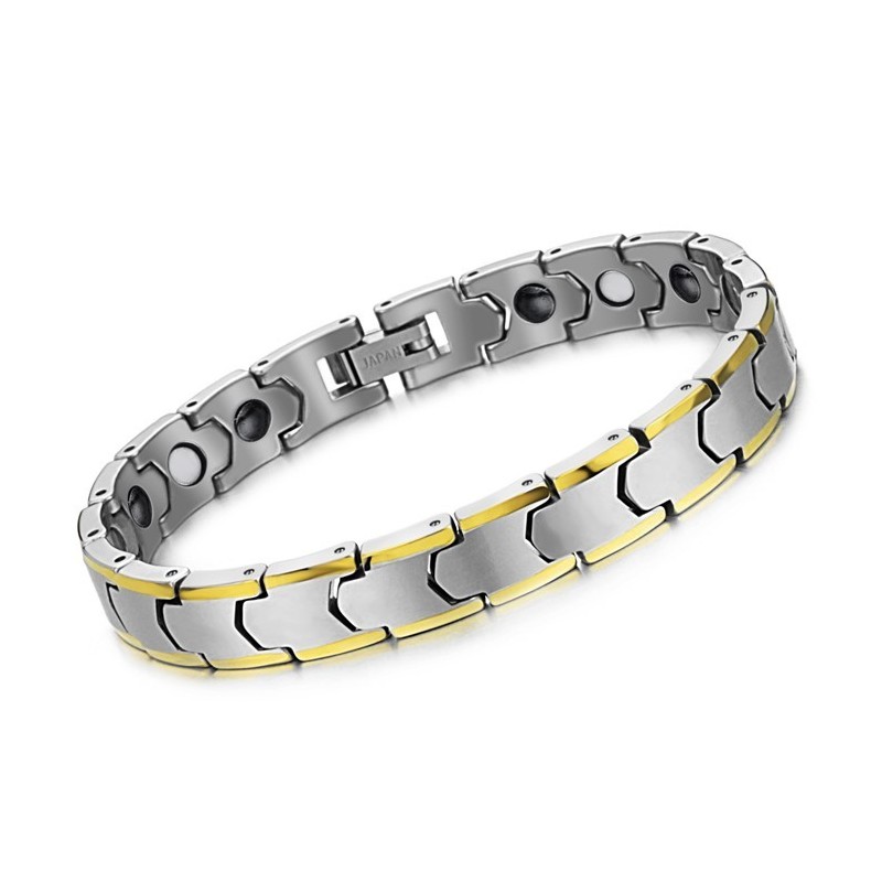 Armband Van Wolfraamzilver Met Tarweschakel En Plating Van 18 Karaat Goud C933 Armband Van Wolfraamzilver Met Tarweschakel En Plating Van 18 Karaat Goud C933