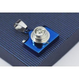 Man Blue Camera Pure Titanium Ketting Gratis Ketting