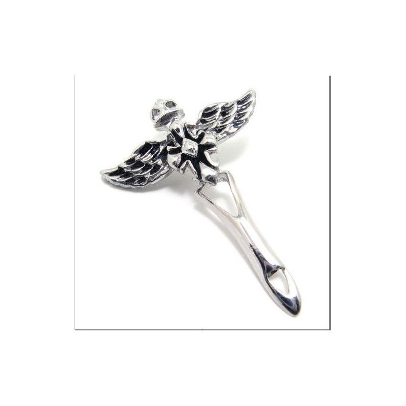 Heren Titanium Stalen Engelenvleugel Kruis Hanger Ketting