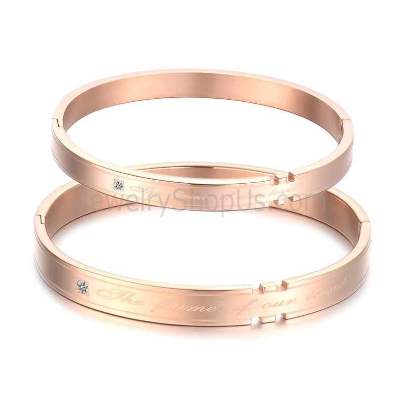 Tatanium Roségouden Armbanden Voor Koppels Met Strass Steentjes C710 Tatanium Roségouden Armbanden Voor Koppels Met Strass Steentjes C710