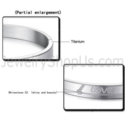 Tatanium "Love" Paar Armbanden Met Strass Steentjes C874