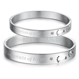 Tatanium "Footprints Of Love" Armbanden Voor Koppels Met Holle Voetafdrukken En Strass Steentjes C850