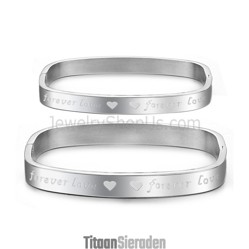Tatanium Vierkante "Foreverlove" Armbanden Voor Koppels C865
