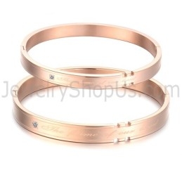 Tatanium Paar Armbanden Met Strass Steentjes (Zwart, Roségoud) C731