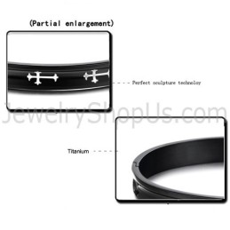Tatanium Zwarte Armbanden Voor Koppels Met Wit Kruis C747