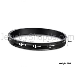 Tatanium Zwarte Armbanden Voor Koppels Met Wit Kruis C747