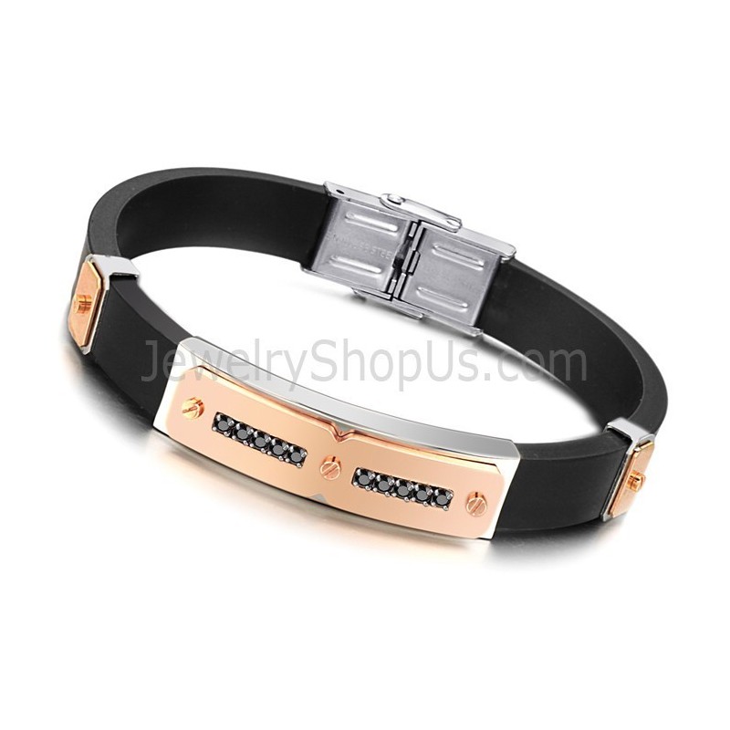 Titanium Met Siliconen Magnetische Energie Gezondheidsarmband Voor Heren C703 Titanium Met Siliconen Magnetische Energie Gezondheidsarmband Voor Heren C703