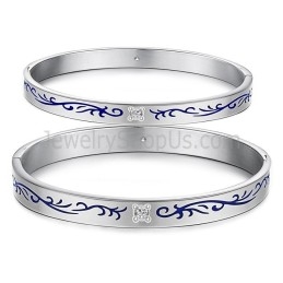 Tatanium Paar Armbanden Met Blauwe Bloemen C858