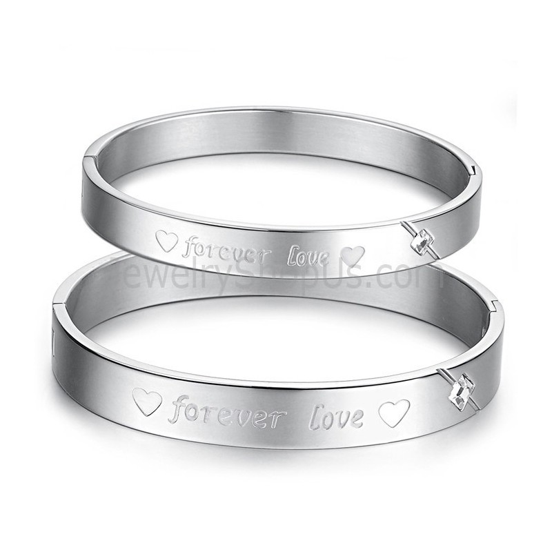 Tatanium Sweetheart "Forever Love" Koppelarmbanden Met Strass Steentjes C847 Tatanium Sweetheart "Forever Love" Koppelarmbanden Met Strass Steentjes C847
