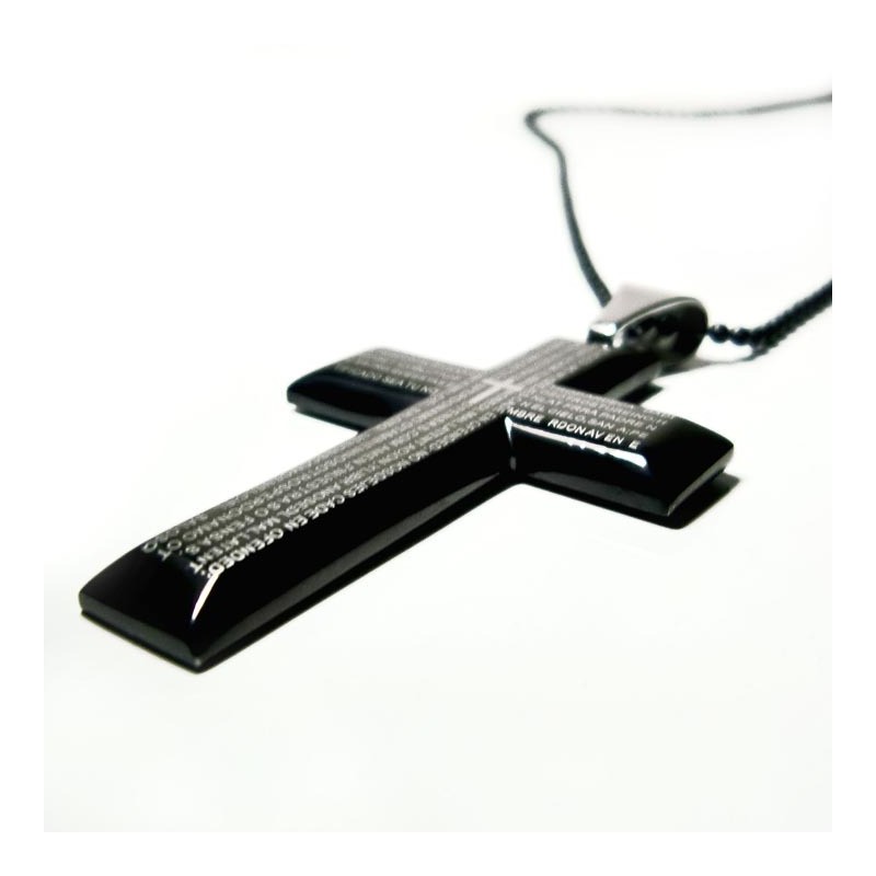 Man Zwarte Kruis Bijbel Pure Titanium Hanger Cadeau