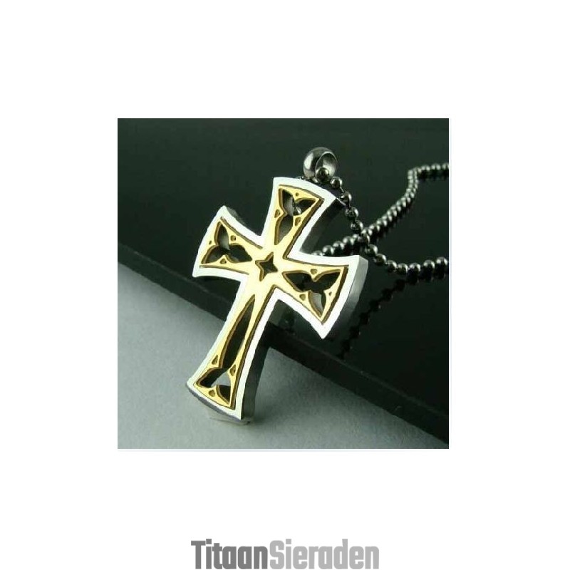 Edele Man Gouden Kruis Titanium Stalen Hanger Edele Man Gouden Kruis Titanium Stalen Hanger