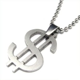 Cool Man Dollar Symbool Pure Titanium Ketting Hanger Gratis Ketting