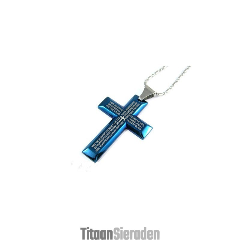 Man Blue Cross Pure Titanium Hanger Cadeau Man Blue Cross Pure Titanium Hanger Cadeau