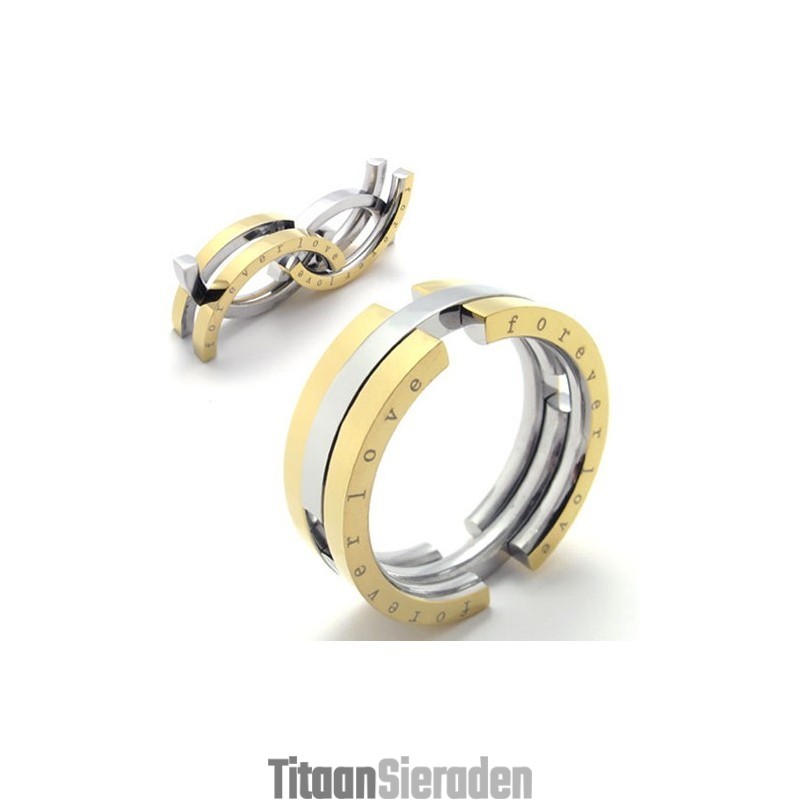 Puzzel Gouden Titanium Ring