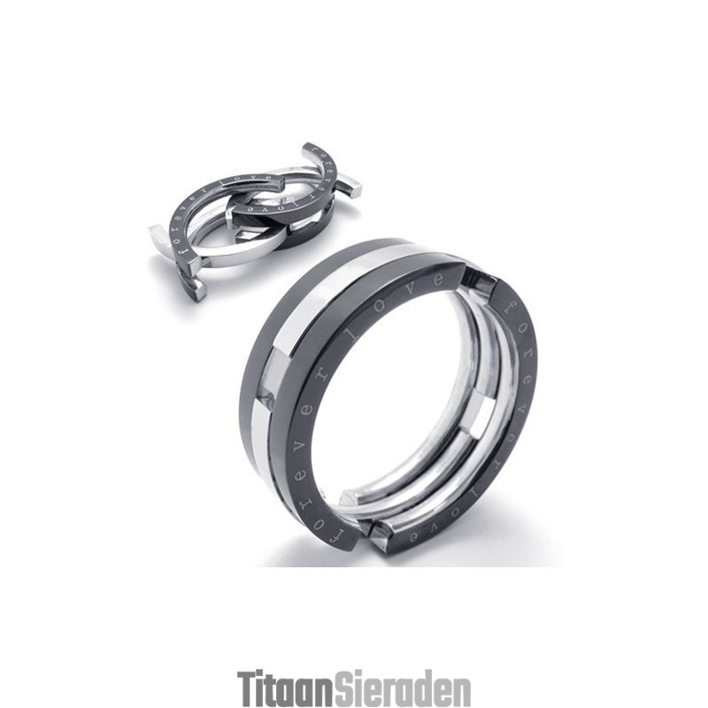 Puzzel Zwarte Titanium Ring Puzzel Zwarte Titanium Ring