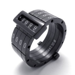 Zwarte Puzzle Code Lovers Titanium Ring
