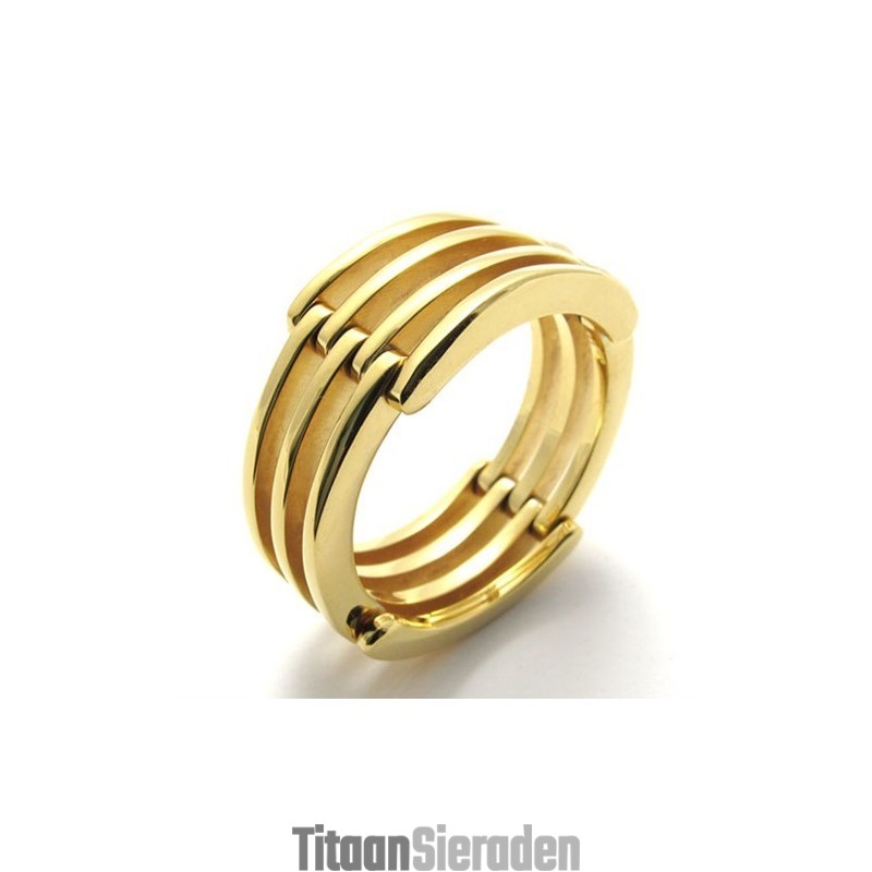 Gouden Puzzel Titanium Ring