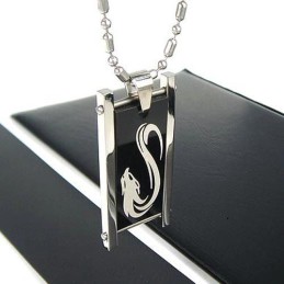 Man Zwart Patroon Wolf Pure Titanium Ketting Hanger