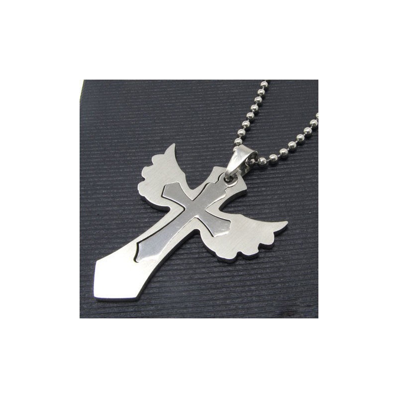 Man 2-Laags Vleugelkruis Puur Titanium Kruis Ketting Hanger Man 2-Laags Vleugelkruis Puur Titanium Kruis Ketting Hanger