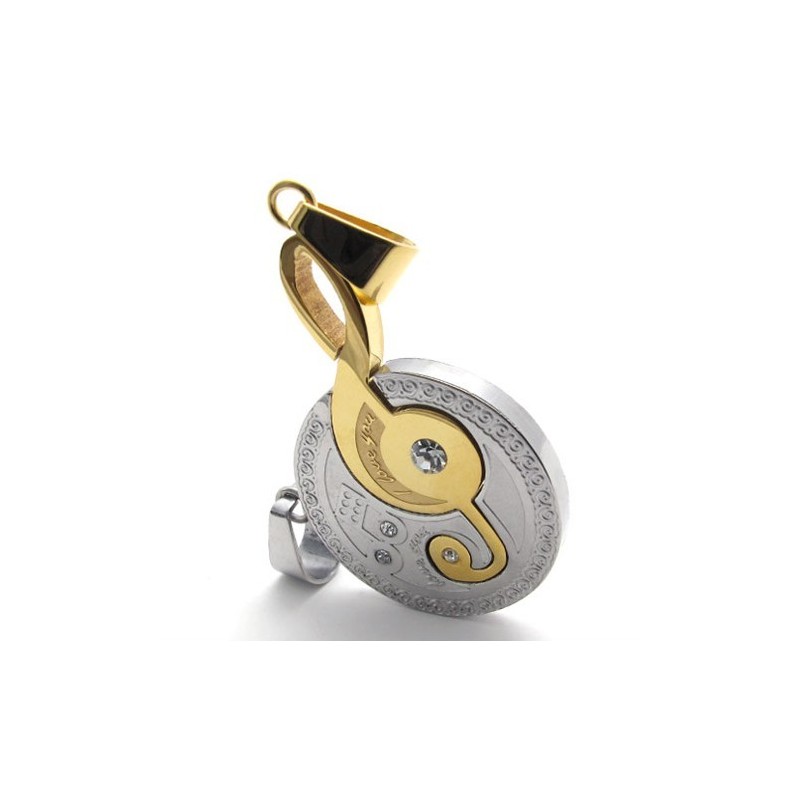 Gouden Muzieknoot Diamanten Liefhebbers Titanium Hanger Gouden Muzieknoot Diamanten Liefhebbers Titanium Hanger