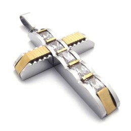 Gouden Accent Kruis Diamant Titanium Kruis Hanger