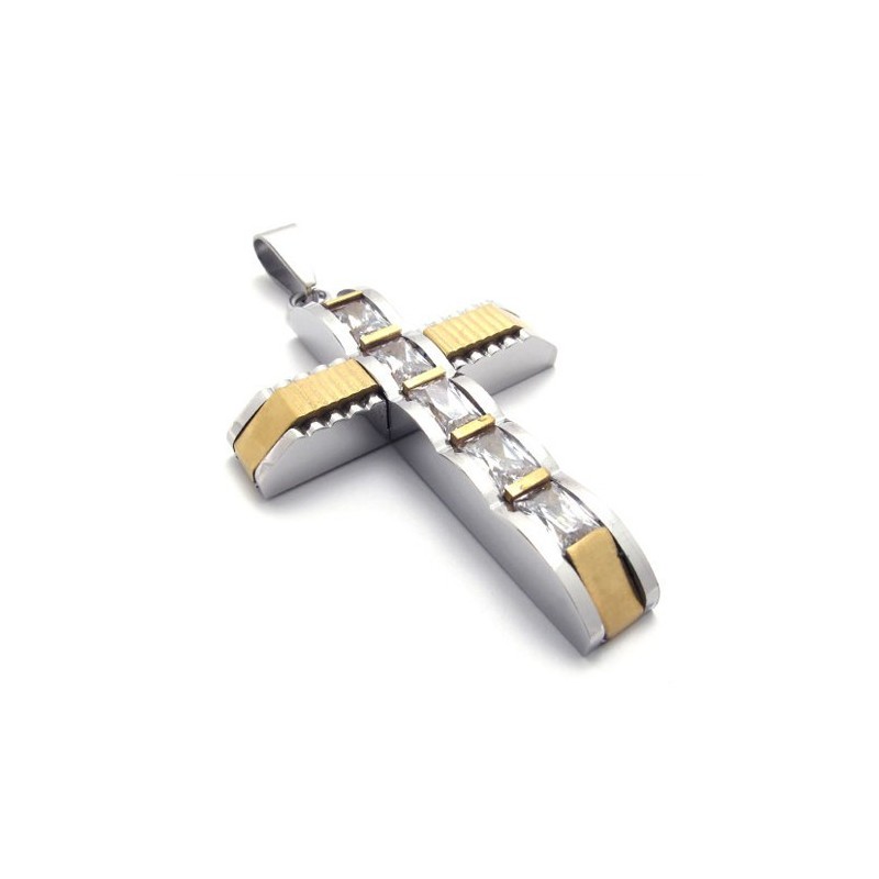 Gouden Accent Kruis Diamant Titanium Kruis Hanger Gouden Accent Kruis Diamant Titanium Kruis Hanger