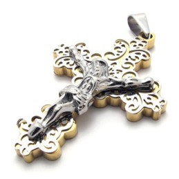 Gouden Kruis Jezus Titanium Hanger