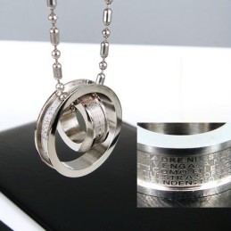 Man 2 Hoop Kruis Bijbel Pure Titanium Hanger Ketting